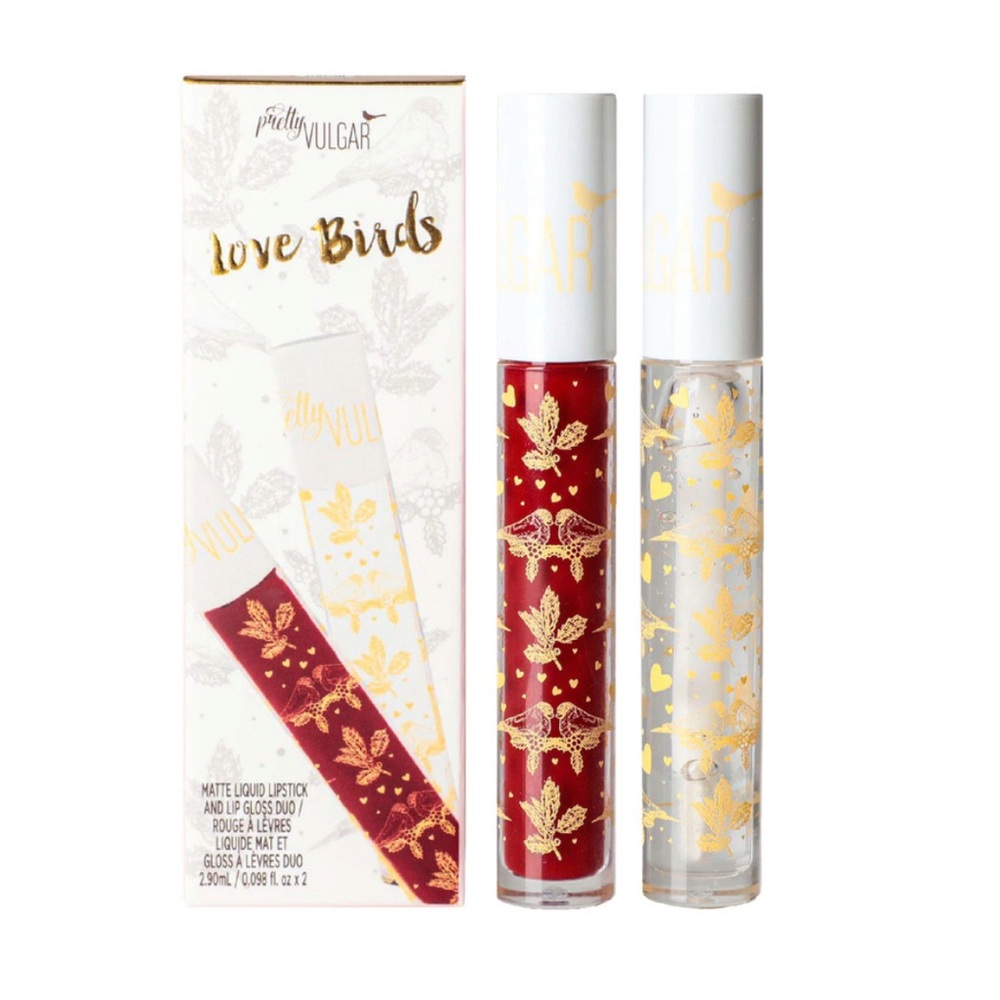 Pretty Vulgar Love Birds Lip duo. Matte liquid lipstick and clear gloss